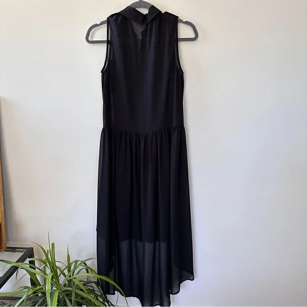 Michael Kors Black Sheer Hi-Lo PopOver Dress S‎